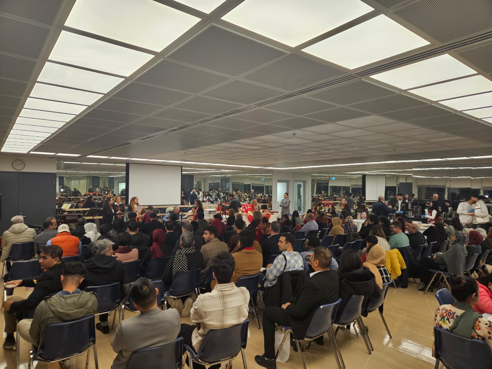 Community members collaborating around a table